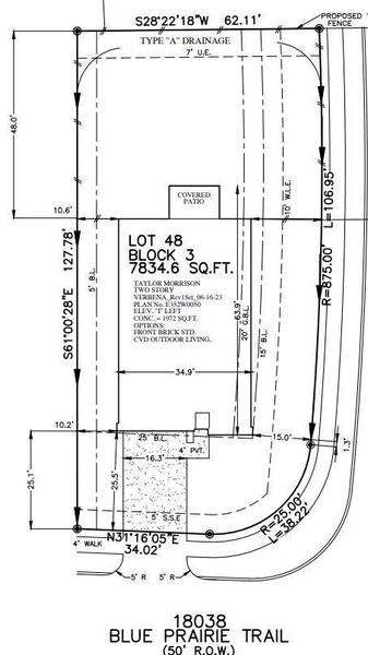 18038 Blue Prairie Trail preliminary plot plan