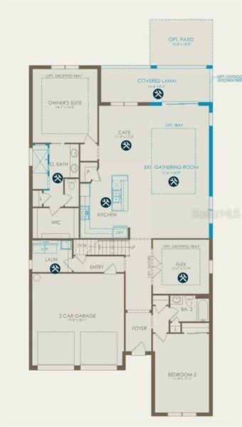 2D floor plan layout of this home in Winter Grove, Winter Garden, FL (Image 3).
