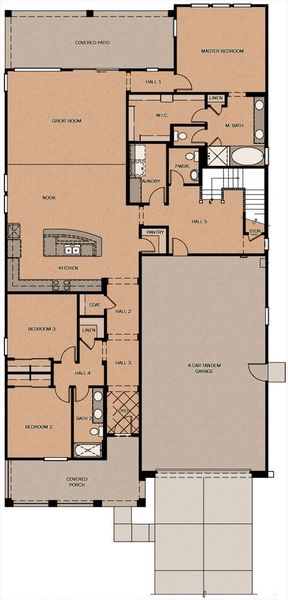 2D floor plan layout for the Acacia w/Loft by Fulton Homes in Groves at Barney Farms, Queen Creek, AZ (Image 3).