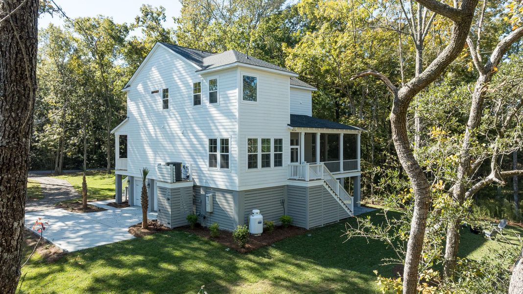 Exterior details and patio area of a home in Meggett Homes, Hollywood (Image 3).