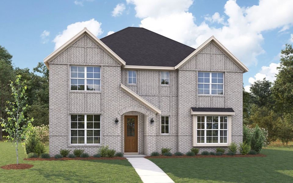 Representative exterior photo of a completed home built from the Rayburn by Mattamy Homes in Bridges at Preston Crossings, Gunter, TX (Image 6). Representative exterior photo of a completed home built from the Rayburn by Mattamy Homes in Bridges at Preston Crossings, Gunter, TX (Image 6).