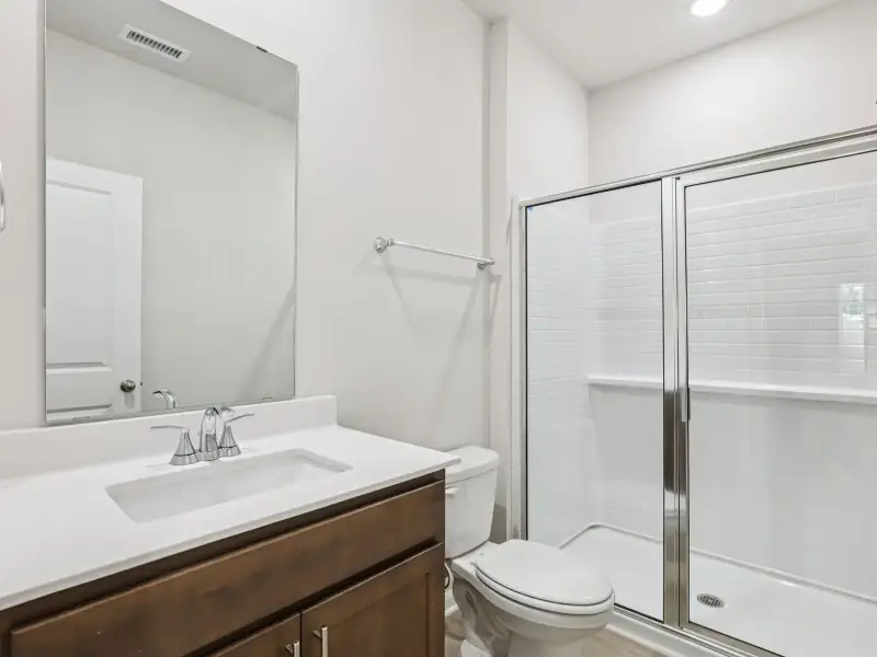 Secondary bathroom in the Paisley floorplan at a Meritage Homes community in Garner, NC.