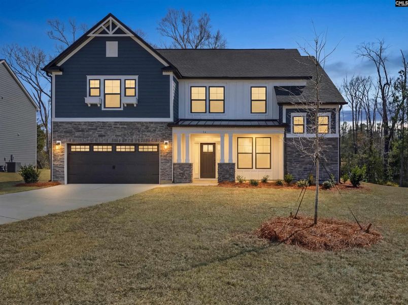Front exterior of a new home in Collins Cove, Chapin, SC, highlighting curb appeal (Image 25).