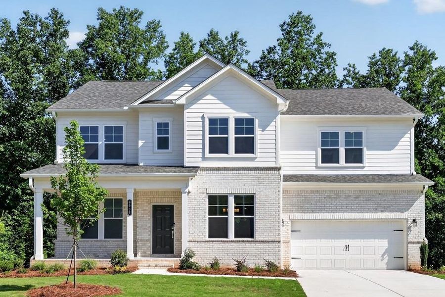 Front exterior of a new home in Stratford Hills, Ball Ground, GA, highlighting curb appeal (Image 23).