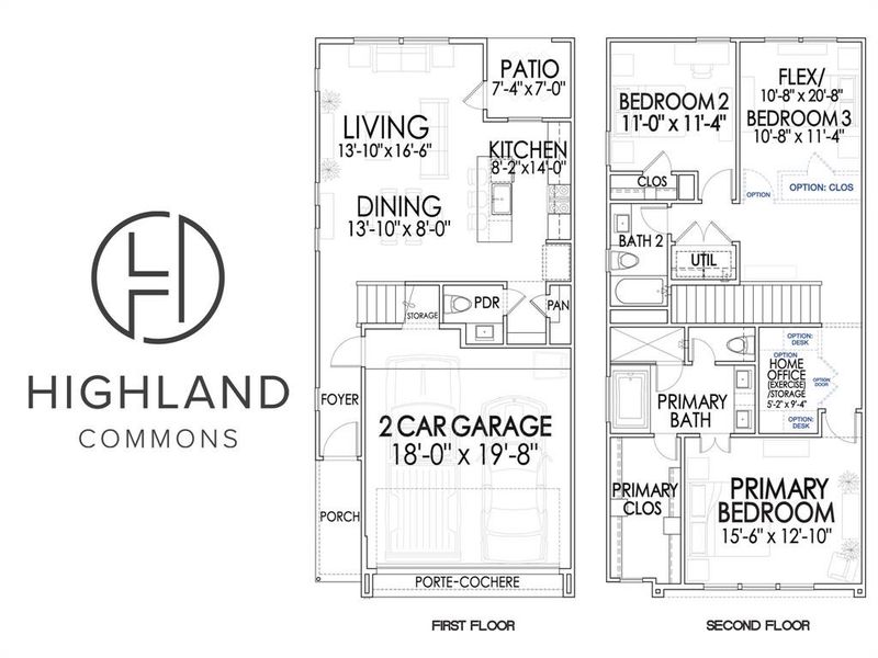 2D floor plan layout of this home in Highland Commons, Houston, TX (Image 2). 2D floor plan layout of this home in Highland Commons, Houston, TX (Image 2).