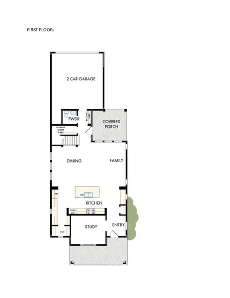 2D floor plan layout of this home in Goodnight Ranch, Austin, TX (Image 3).