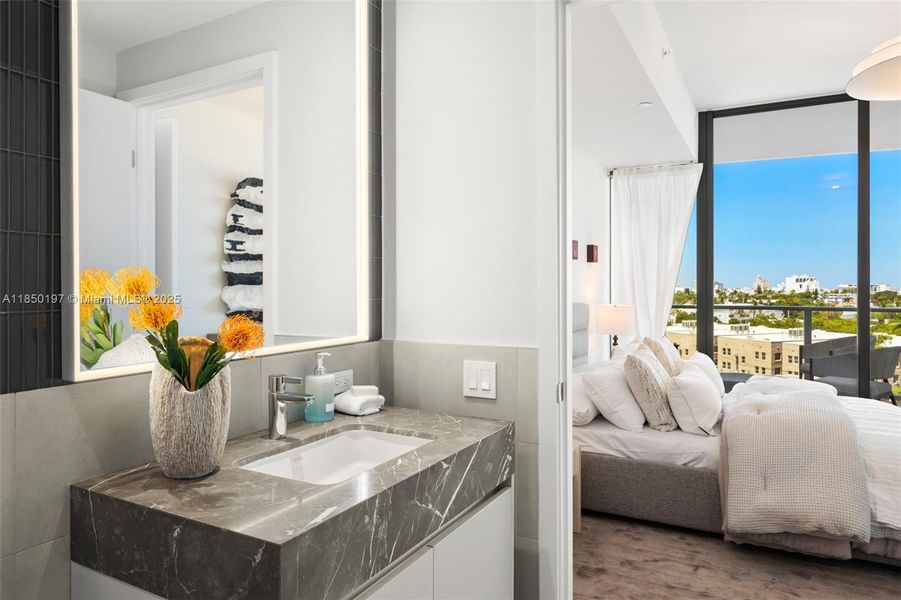 Furnished interior view inside a new home in Five Park, Miami Beach (Image 14).