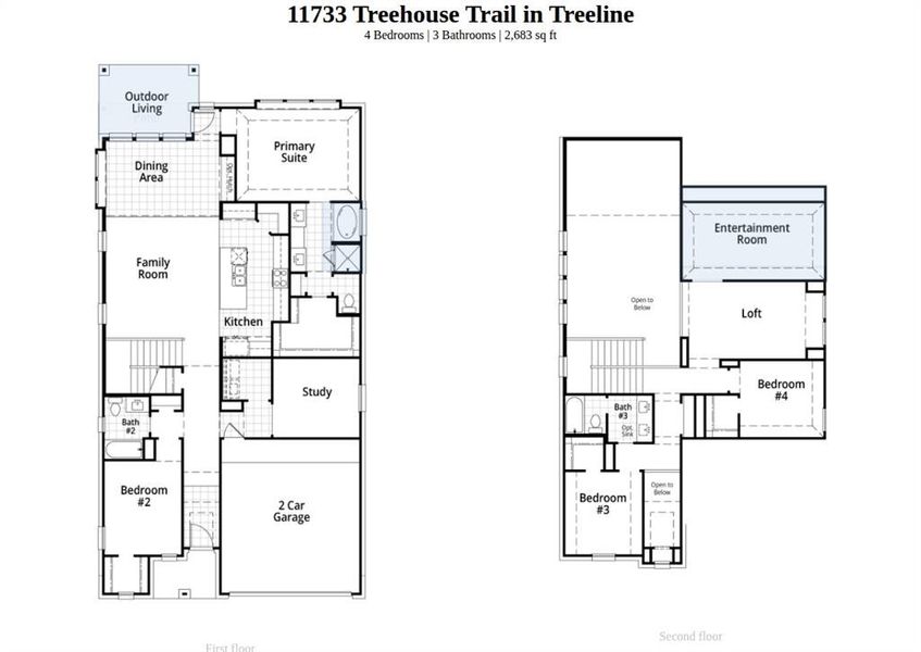2D floor plan layout of this home in Treeline, Justin, TX (Image 5).