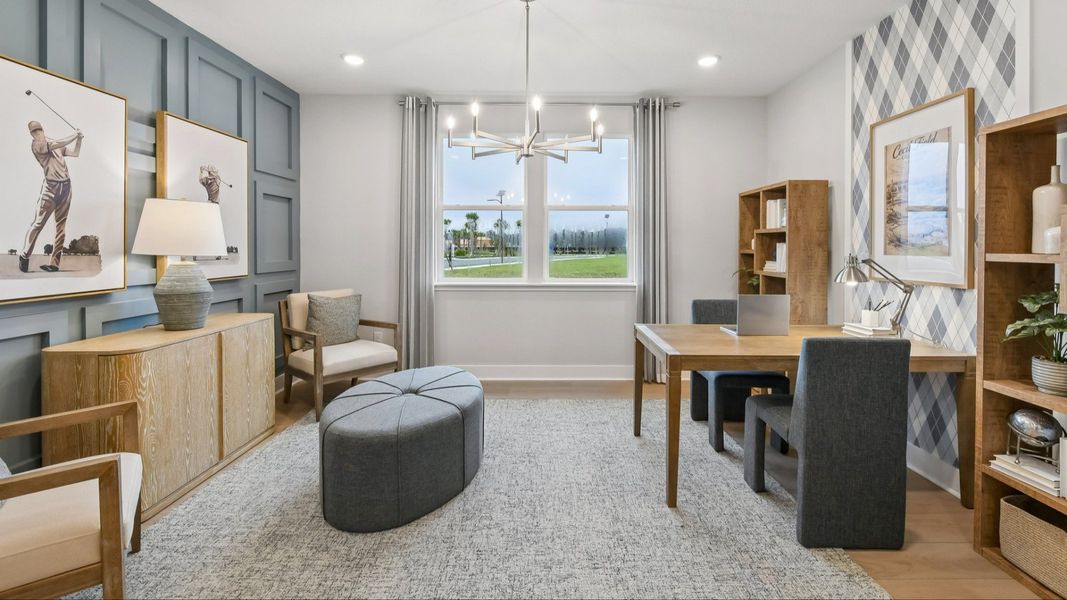 Flex Space Shown as Staged Office in the Marigold Floor Plan at Haven at Diamond Springs