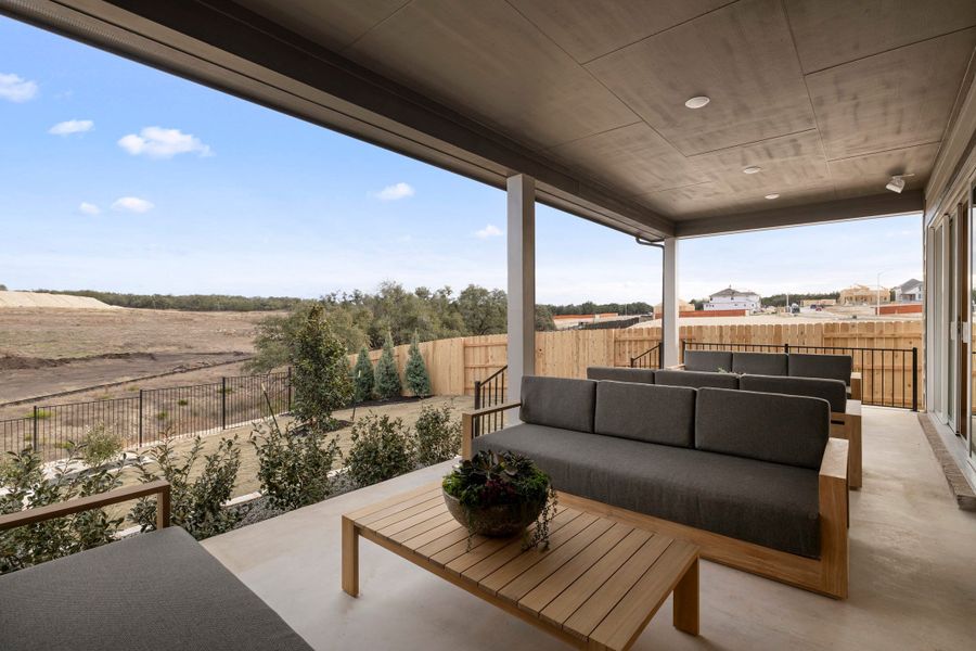 Exterior details and patio area of a home in Lariat, Liberty Hill (Image 3).