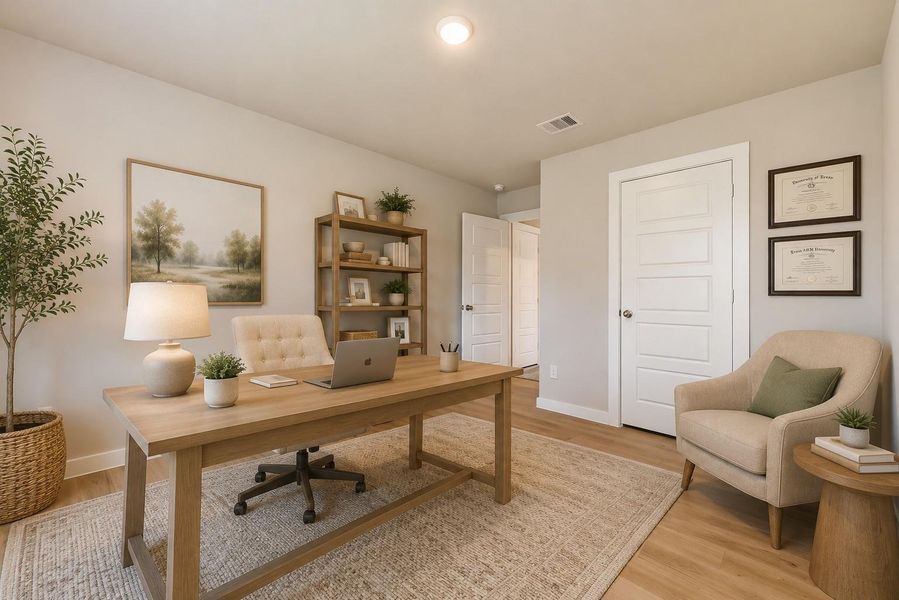 4th bedroom as office virtually staged