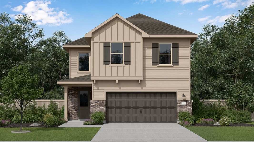 Representative exterior photo of a completed home built from the Connor by New Home Co. in The Cottages Collection at Oakberry Trails, Waller, TX (Image 5). Representative exterior photo of a completed home built from the Connor by New Home Co. in The Cottages Collection at Oakberry Trails, Waller, TX (Image 5).