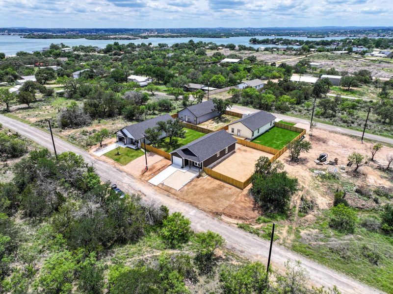 Bird's eye view of a nearby body of water