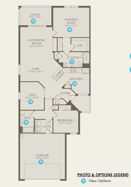2D floor plan layout for the Cascadia by Del Webb in Del Webb Catalina, Lakewood Ranch, FL (Image 5).