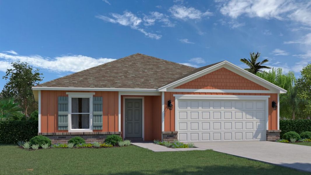 Representative exterior photo of a completed home built from the Palmer by Holiday Builders in Salt Creek At Mexico Beach, Mexico Beach, FL (Image 15).