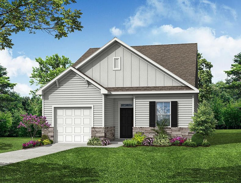 Representative exterior photo of a completed home built from the Burton by Eastwood Homes in Caldwell Forest, Charlotte, NC (Image 8).