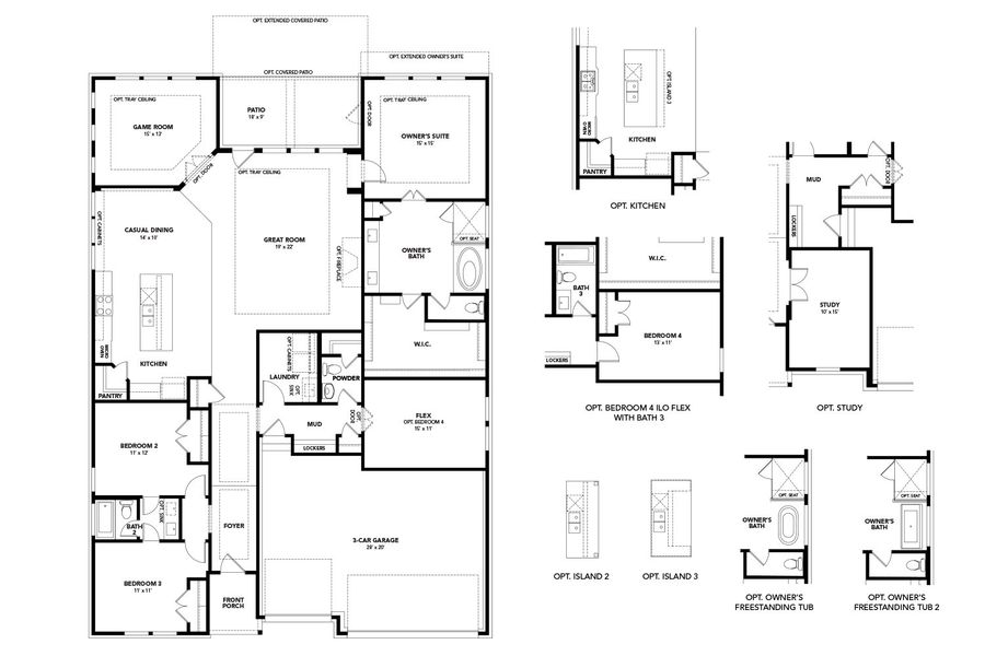 2D floor plan layout for the Evans by Brightland Homes in Brush Creek, Fairview, TN (Image 3).