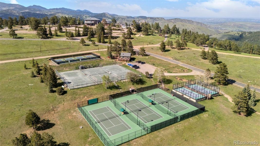 Racquet sports complex and clubhouse. Pickleball, Platform Tennis, and clay and hard courts. Mt. Vernon Canyon Club in the background. Make sure to get a tour of the Mt. Vernon Canyon Club during your visit.