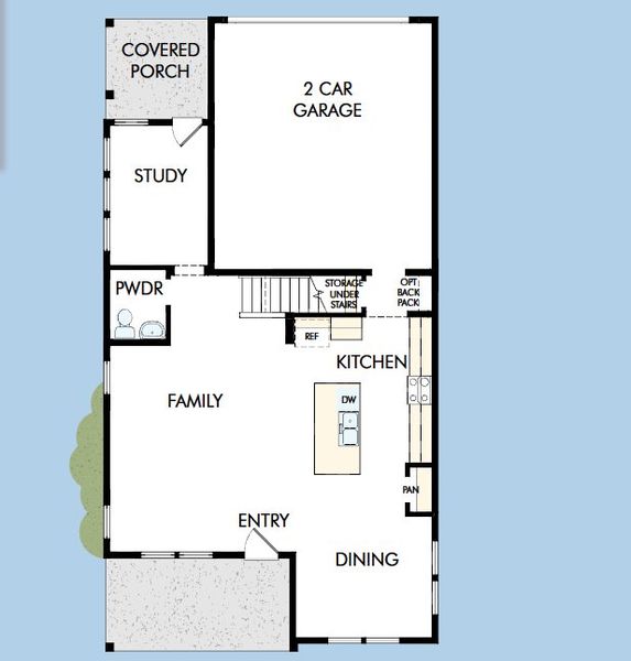 2D floor plan layout for the The Benwick by David Weekley Homes in The River District - Pioneer Collection, Charlotte, NC (Image 6).