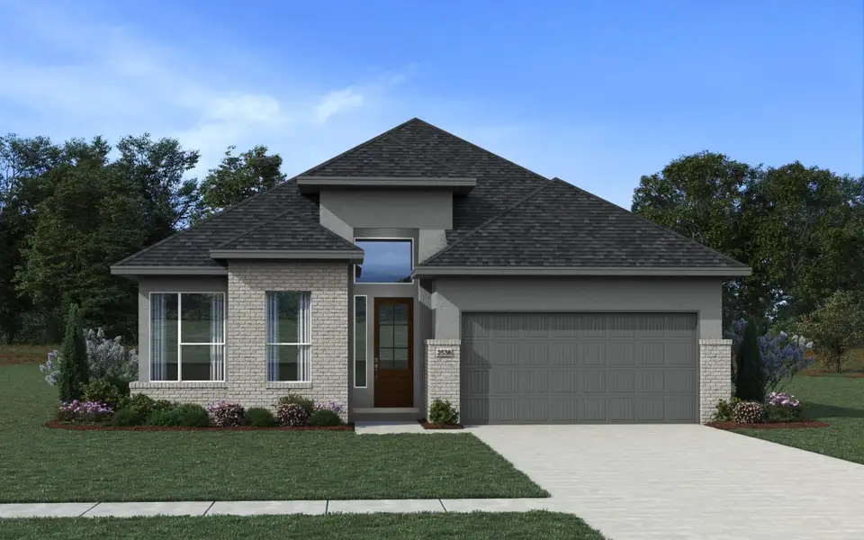 Representative exterior photo of a completed home built from the Lauren 50′ Lot by Chesmar Homes in Meridiana, Manvel, TX (Image 5).
