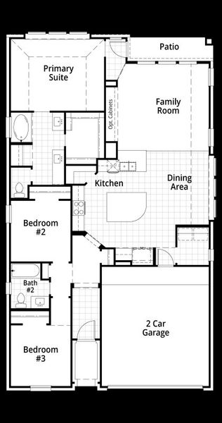 2D floor plan layout for the Morgan by Highland Homes in Midline, Webster, TX (Image 5).