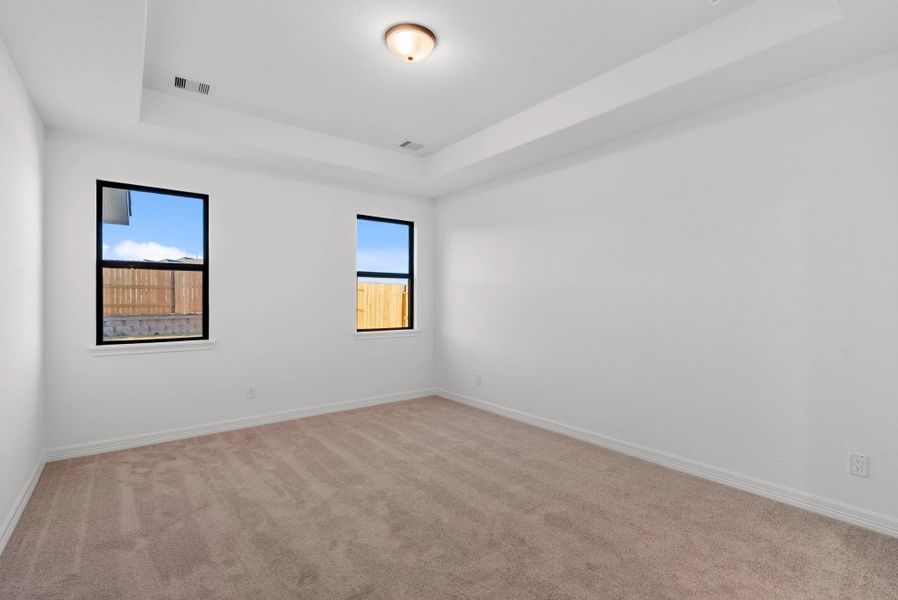 Primary bedroom. Sample product photo. Actual exterior and interior selections may vary by homesite. Photo may be virtually staged. Primary bedroom. Sample product photo. Actual exterior and interior selections may vary by homesite. Photo may be virtually staged.