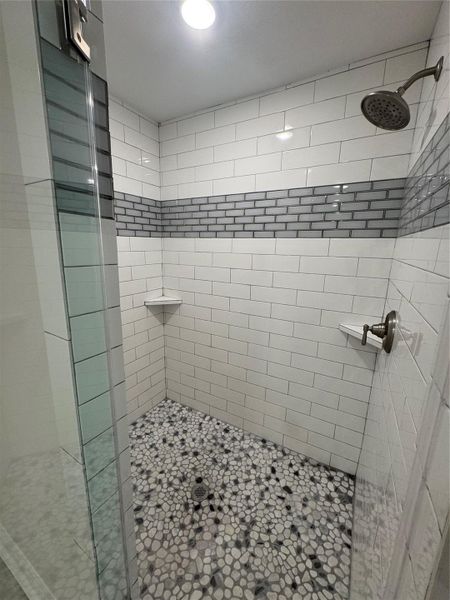 primary bedroom extra large walk in shower on 2nd floor