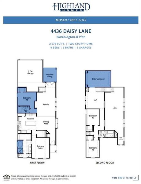 2D floor plan layout of this home in Mosaic, Celina, TX (Image 3).