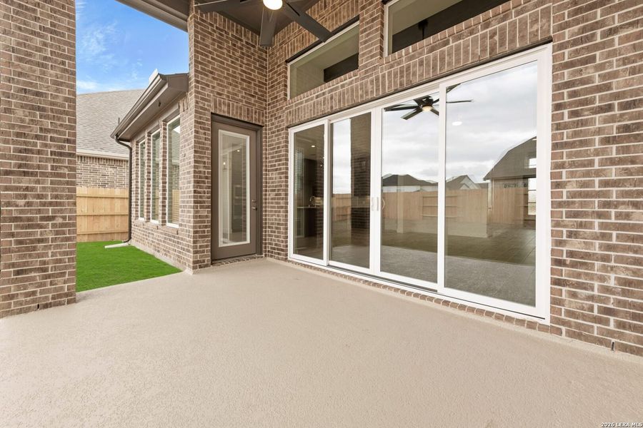 Exterior details and patio area of a home in Village at Three Oaks, Seguin (Image 2). Exterior details and patio area of a home in Village at Three Oaks, Seguin (Image 2).