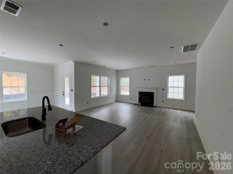 kitchen and living room