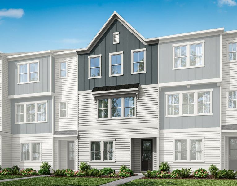 Representative exterior photo of a completed home built from the Nola by Tri Pointe Homes in Twinleaf Townes, Chapel Hill, NC (Image 18).