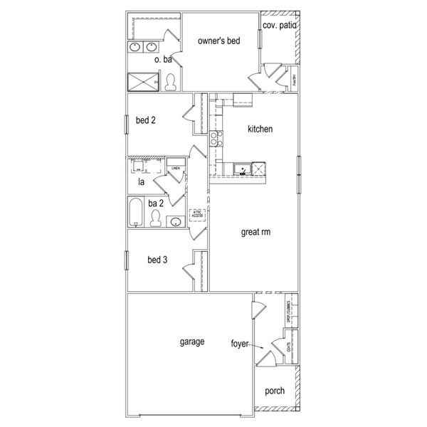 2D floor plan layout of this home in Canary Woods, Hopkins, SC (Image 2).