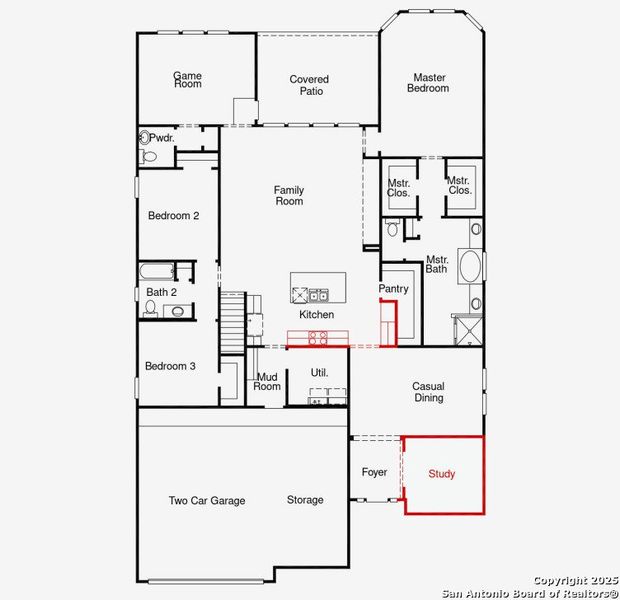 2D floor plan layout of this home in Homestead, Schertz, TX (Image 2).