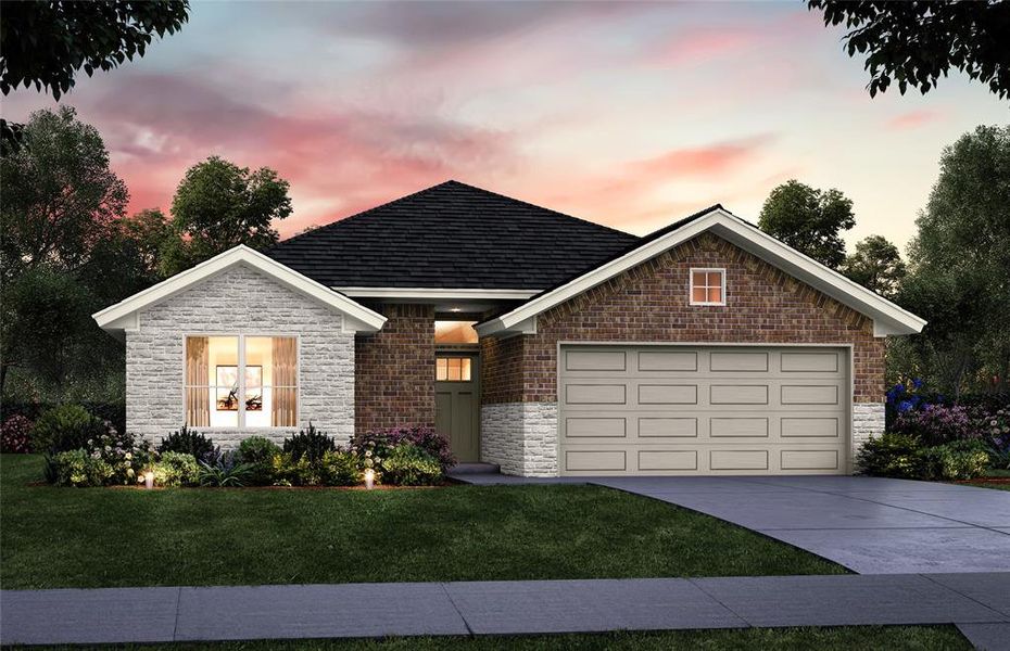 Front exterior of a new home in Lexington Heights, Willis, TX, highlighting curb appeal (Image 1).
