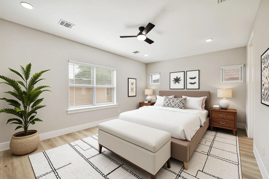 Staged primary bedroom Staged primary bedroom