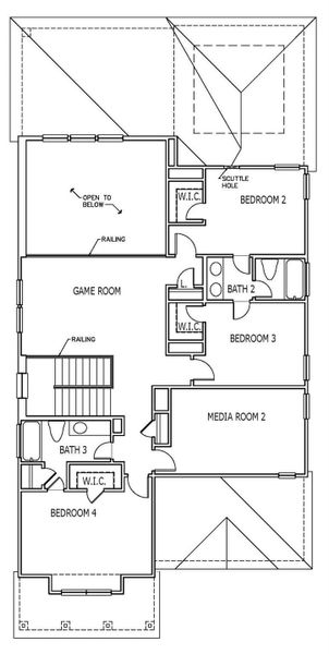 2D floor plan layout of this home in Santa Rita Ranch, Liberty Hill, TX (Image 3).