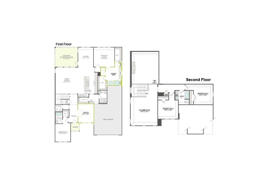 2D floor plan layout of this home in LaPrelle, Fort Worth, TX (Image 3).