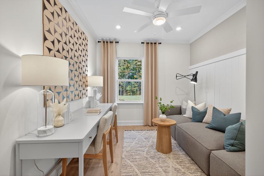 Representative furnished interior of a home built from the Hampton by Pulte Homes in Watermist at Mirror Lake, Villa Rica (Image 16).