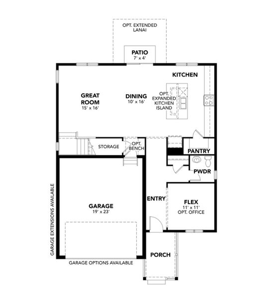 2D floor plan layout for the Kensington by DRB Homes in Trevenna, Windsor, CO (Image 3).