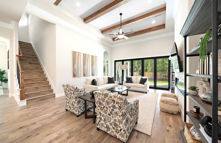 Furnished interior view inside a new home in Bridgeland 60′, Cypress (Image 44).