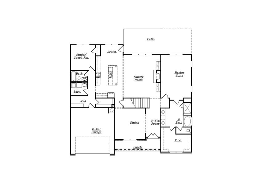 2D floor plan layout for the The Brunswick | Front Entry by Reliant Homes in Spring Creek, Monroe, GA (Image 3). 2D floor plan layout for the The Brunswick | Front Entry by Reliant Homes in Spring Creek, Monroe, GA (Image 3).