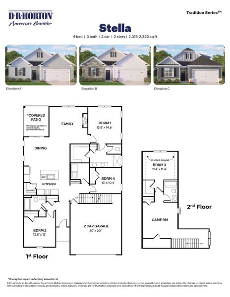 2D floor plan layout for the Stella by D.R. Horton in Horton Park, Apex, NC (Image 3).