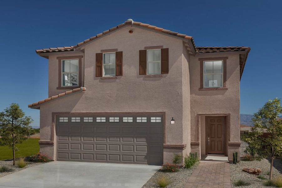 Representative exterior photo of a completed home built from the 2685 by KB Home in Bella Tierra Reserve, Tucson, AZ (Image 12). Representative exterior photo of a completed home built from the 2685 by KB Home in Bella Tierra Reserve, Tucson, AZ (Image 12).