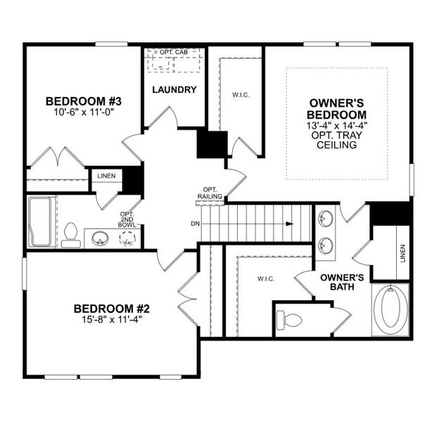 2D floor plan layout for the Bexley II by M/I Homes in Bellamore, York, SC (Image 4).