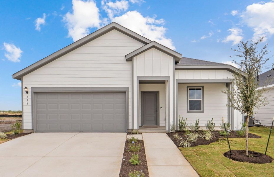 Front exterior of a new home in Alto, San Marcos, TX, highlighting curb appeal (Image 15).