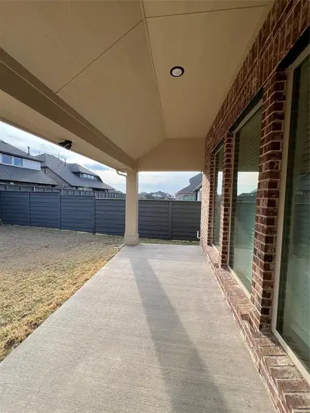 Covered back patio with gas stub Covered back patio with gas stub
