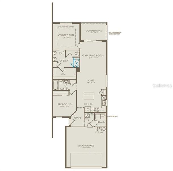 2D floor plan layout of this home in Del Webb Twin Lakes, St. Cloud, FL (Image 2). 2D floor plan layout of this home in Del Webb Twin Lakes, St. Cloud, FL (Image 2).