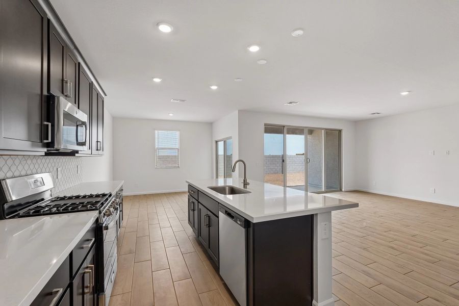 Dining, kitchen and great room
