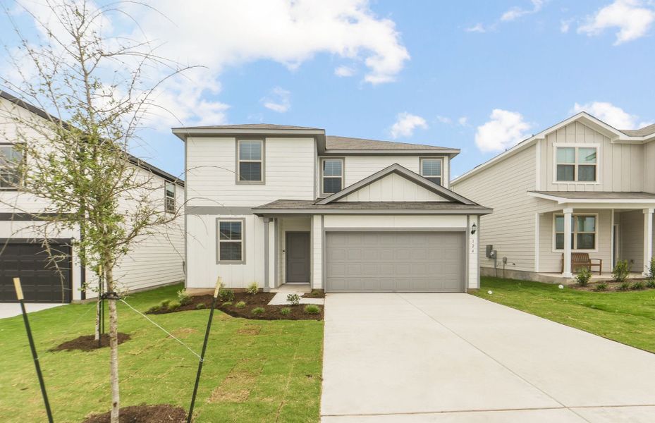 Front exterior of a new home in Sonterra, Jarrell, TX, highlighting curb appeal (Image 20).