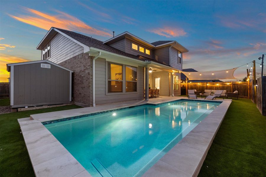 The pool becomes the center of the yard, offering a refreshing retreat throughout the warm months